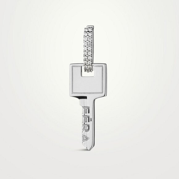 EERA Key White Gold Diamond Single Earring - Picture 3 of 17